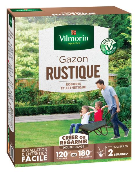 Rustique - Gazon Rustique - 3 kg + Semoir à main Gazon/Engrais - PACKAGING_RECTO